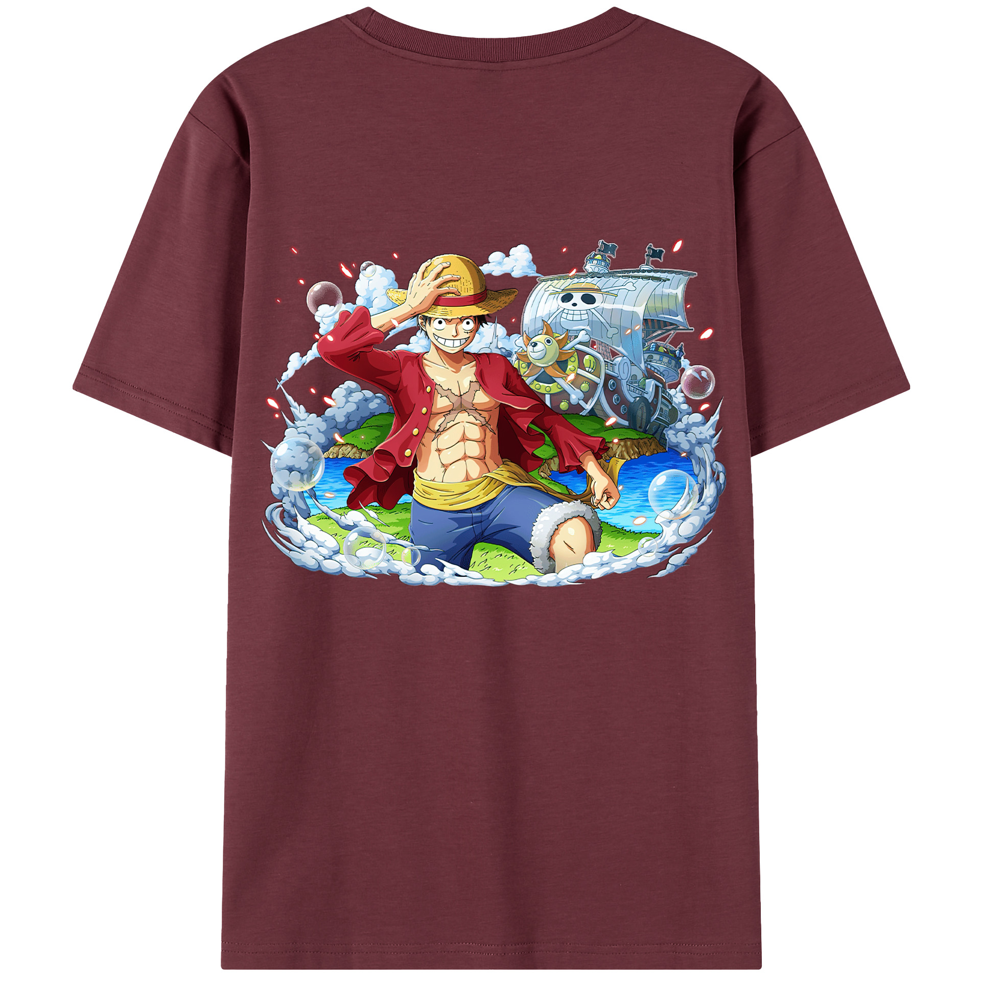 ワンピース モンキー・D・ルフィ ONE PIECE Monkey D. Luffy 綿100％半袖Tシャツ（背面プリント）